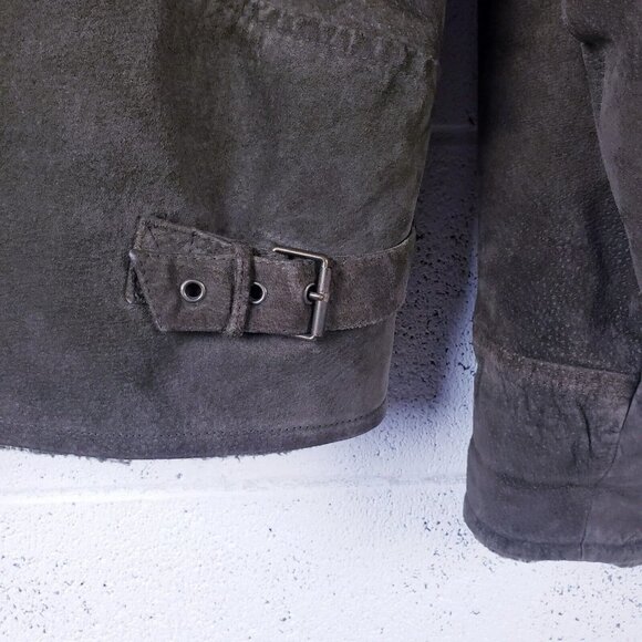 Colebrook & Co. Leather Suede Plaid Sherpa Lined Jacket Green Womens Large - Picture 7 of 13